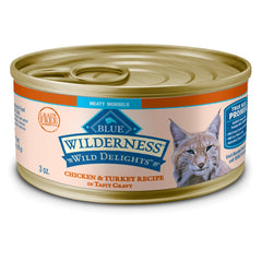 Blue Buffalo Delicias Salvajes morceles de carne en salsa, ideal para alimentar a tu gato.