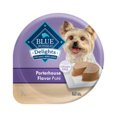 Blue Buffalo Delights empaque frontal Porterhouse para razas pequeñas.