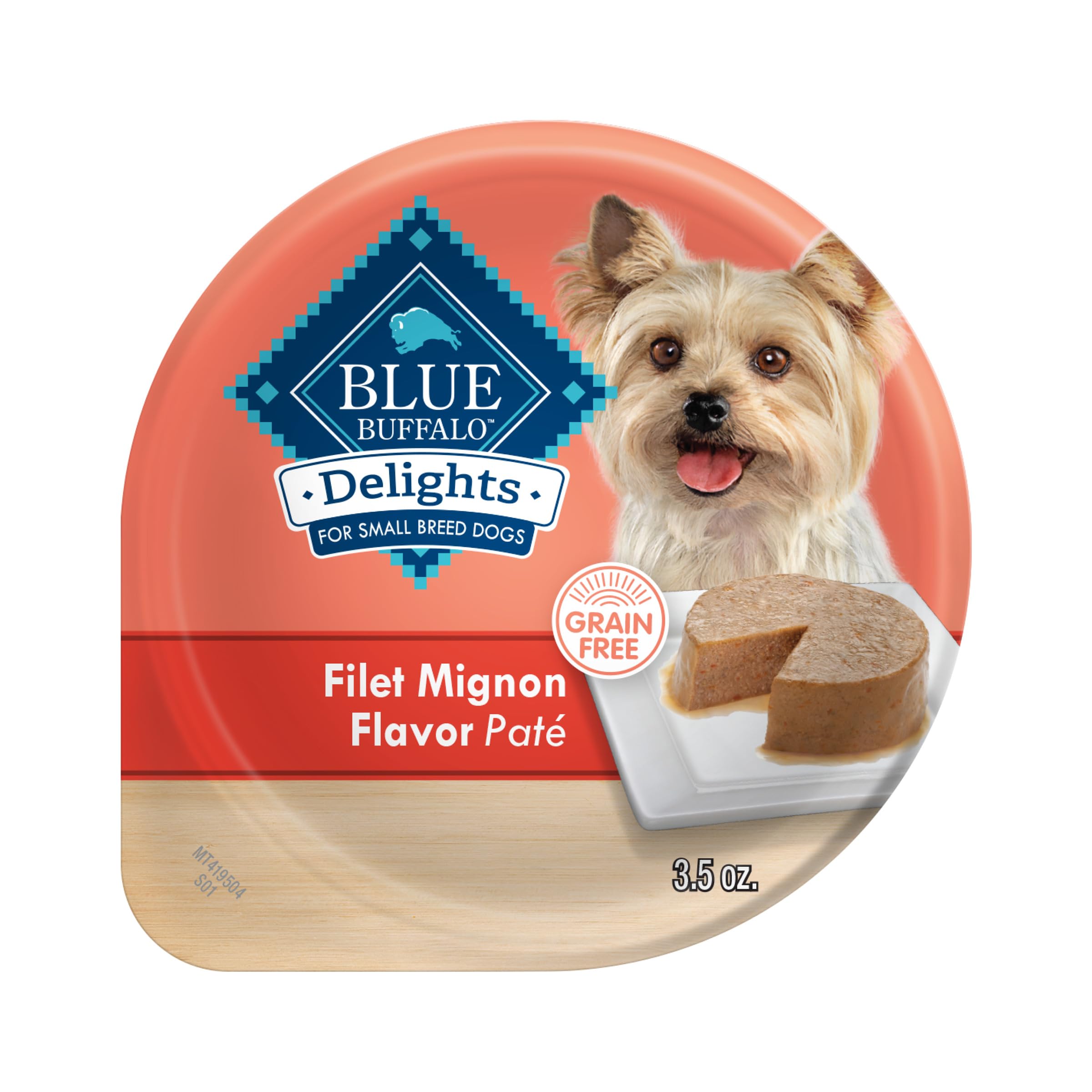 Blue Buffalo Delights filete mignon paté con jugo sabroso para perros pequeños.
