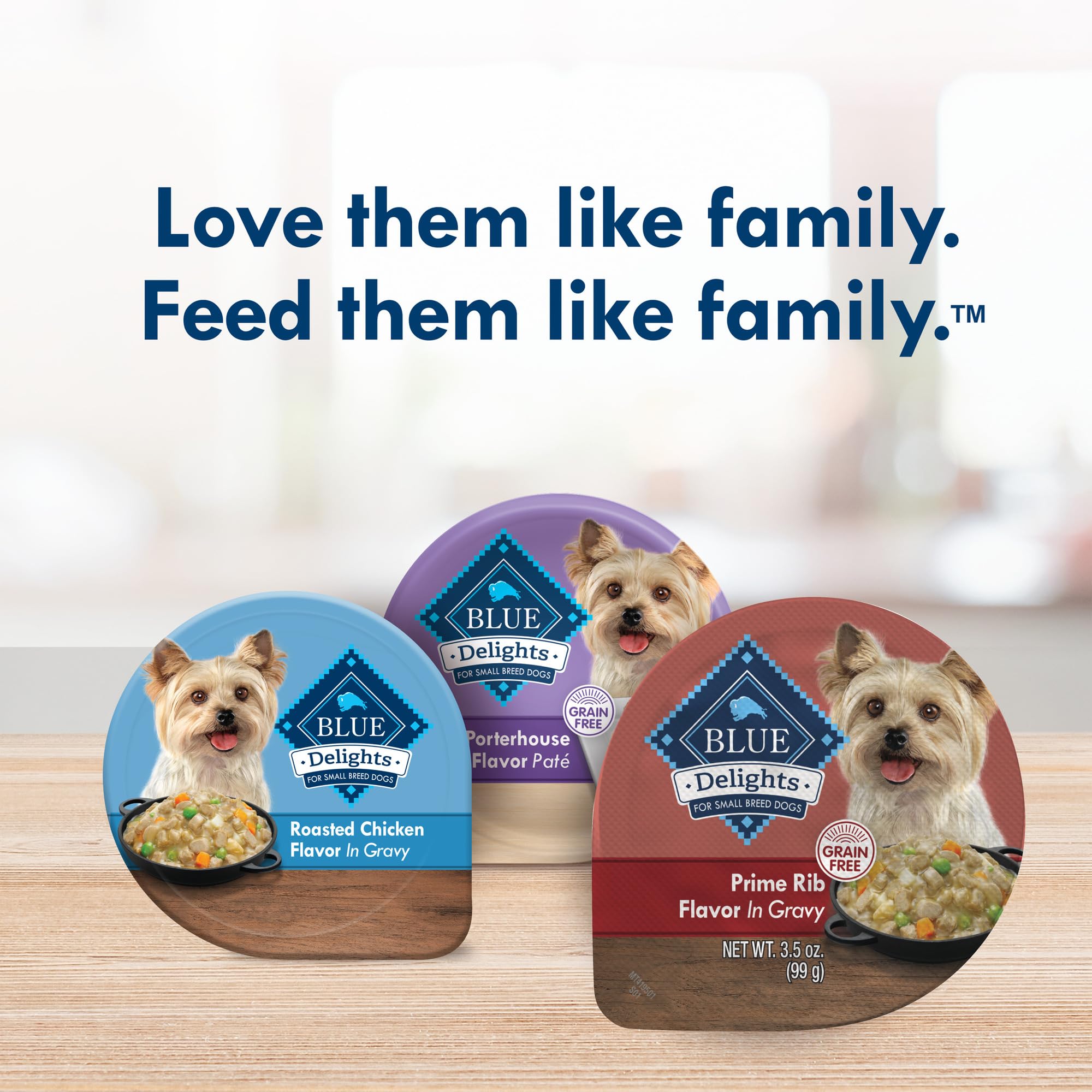 Blue Buffalo Delights ingredientes clave destacados en la etiqueta para decidir.