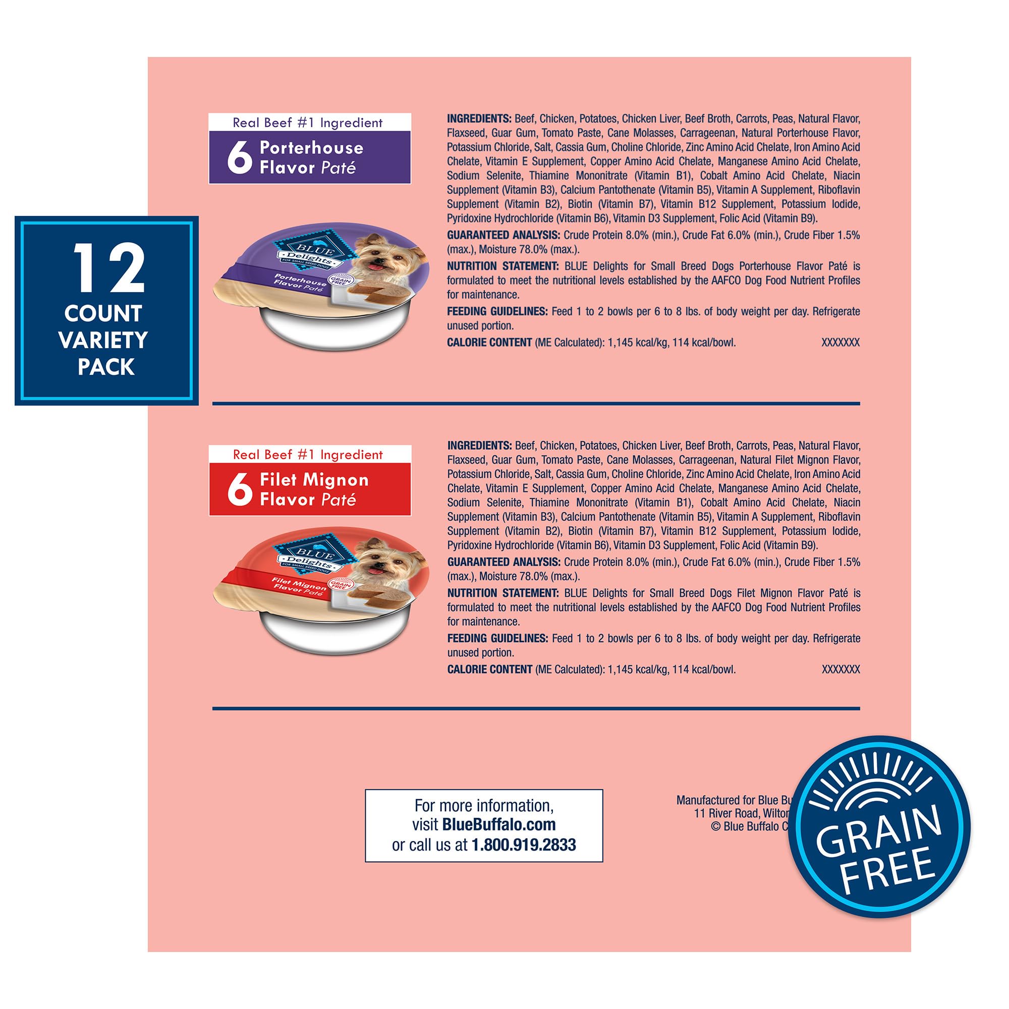 Blue Buffalo Delights Filet Mignon Pate: conveniente formato cup para comer a diario.