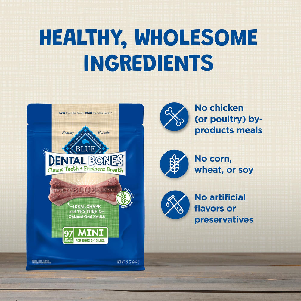 Blue Buffalo Dental Bones Mini: sin conservantes artificiales ni colorantes.