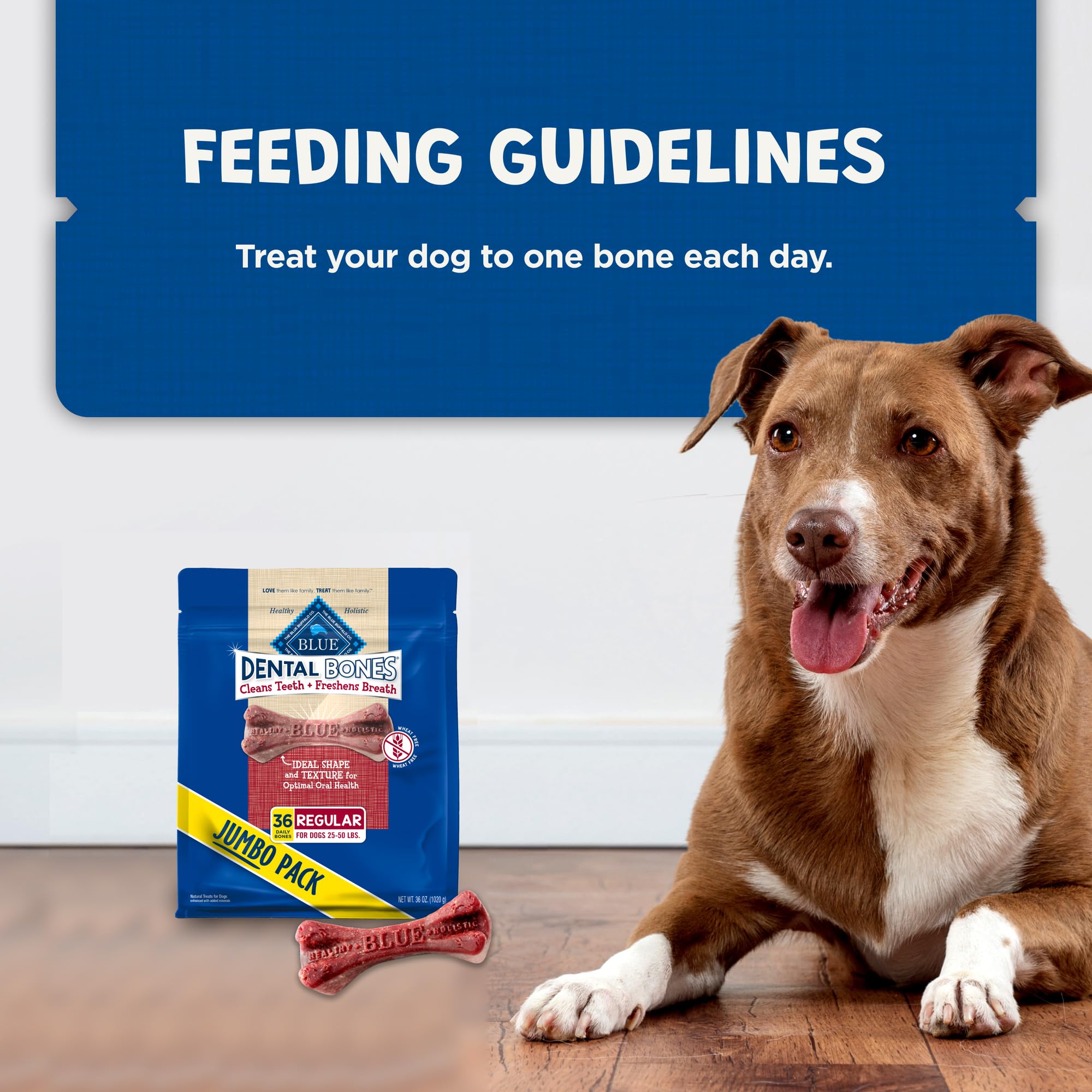 Blue Buffalo Dental Bones, recompensa diaria para perros medianos.
