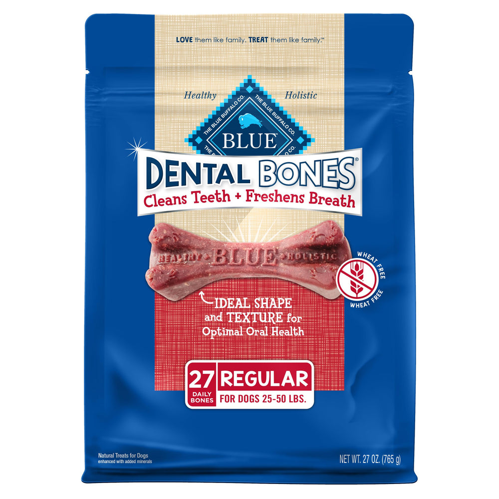 Blue Buffalo Hueso Dental Regular, empaque valor, cuidado dental diario para perros medianos.