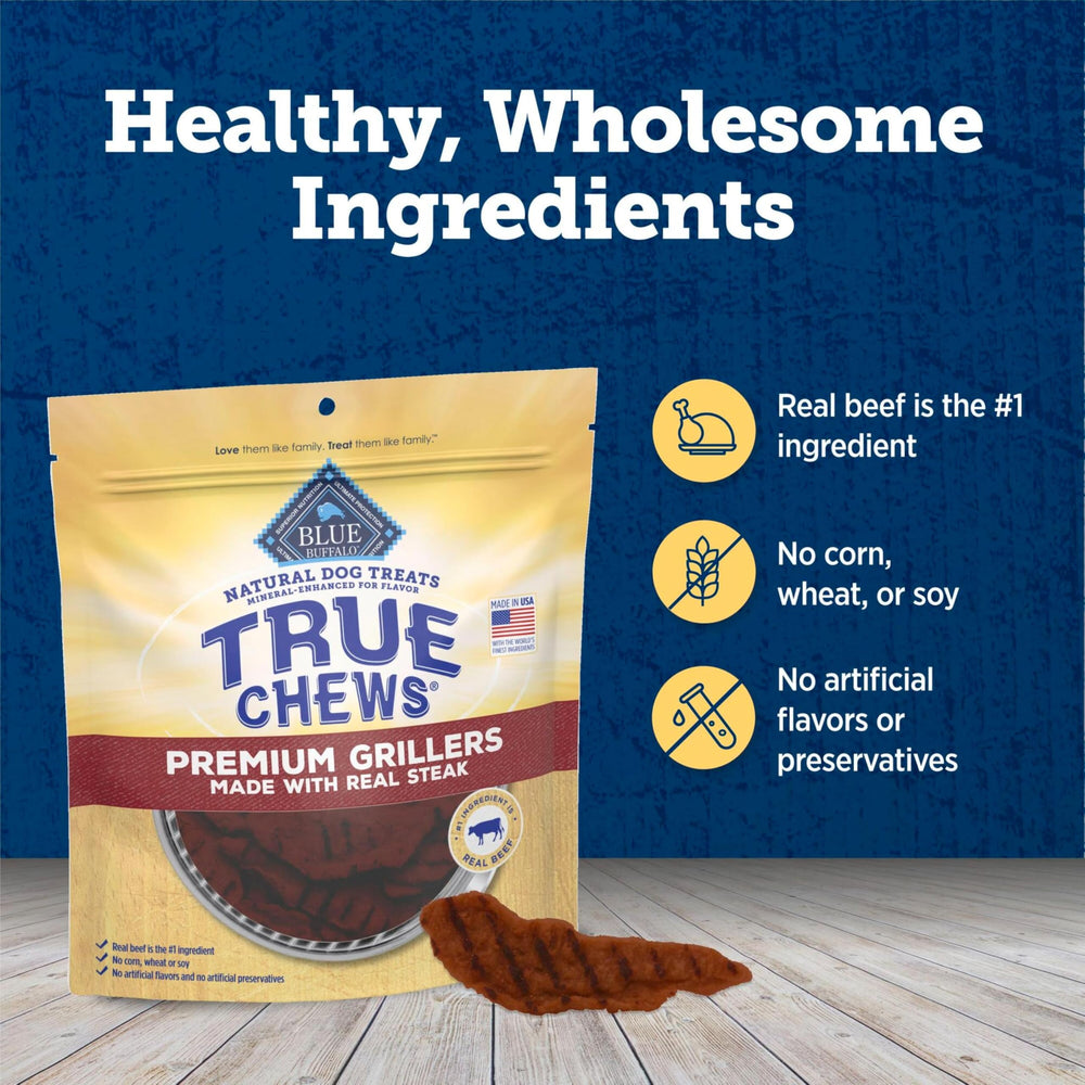 Blue Buffalo empaque visible facilita seleccionar bocados sabrosos para perros activos.