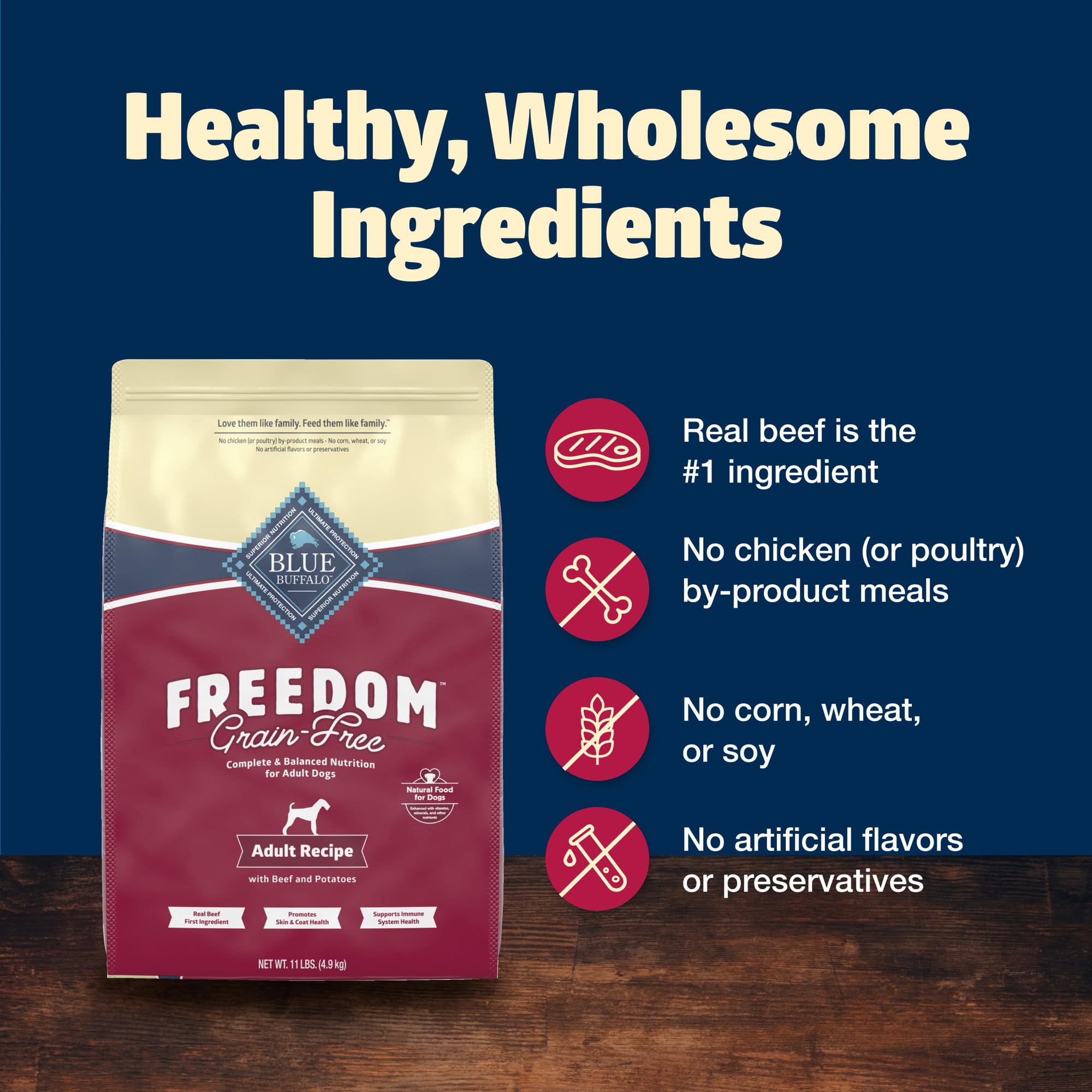 Blue Buffalo Freedom: envase de 11 libras listo para almacenar