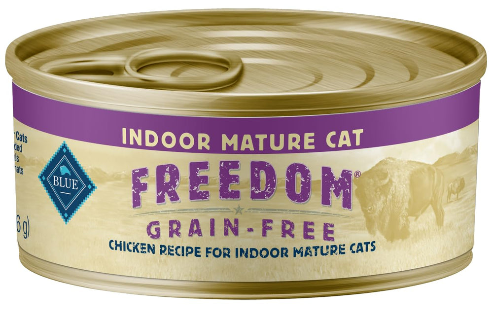 Blue Buffalo Freedom sin granos, lata-pollo: proteína real para gatos maduros activos.