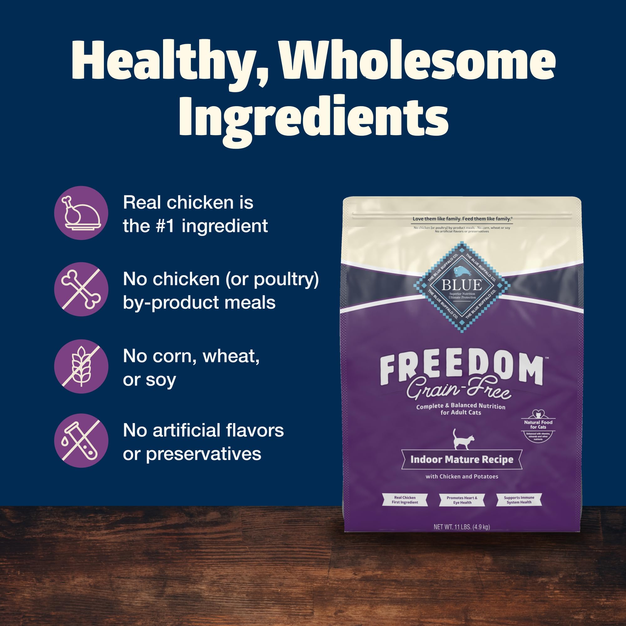 Blue Buffalo Freedom ingredientes naturales con frutas y verduras