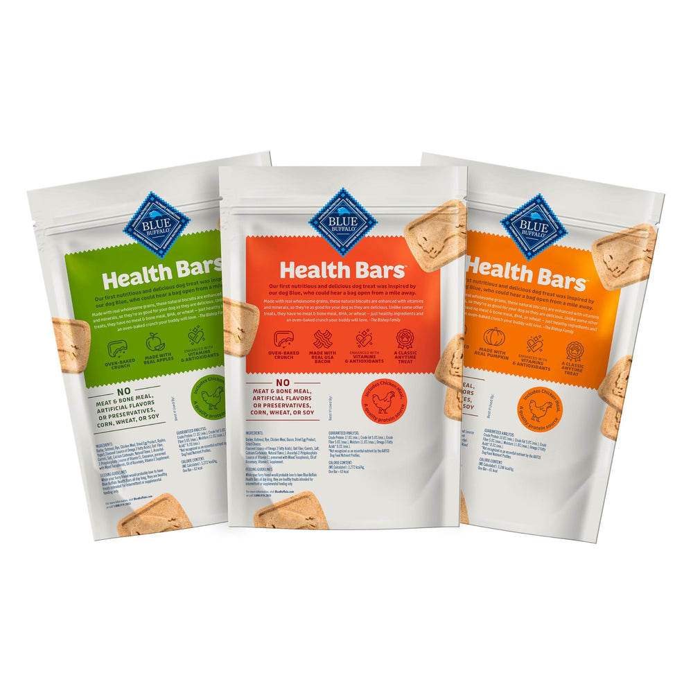 Blue Buffalo Health Bars Tocino Huevo Queso, recompensa sabrosa para entrenamiento.
