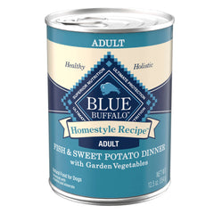 Blue Buffalo Homestyle Receta en lata 12,5 onzas, comida completa para perros adultos.