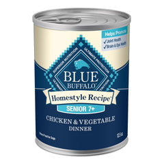 Blue Buffalo Homestyle Senior Pollo deshuesado en lata de 12.5 oz para perros mayores.