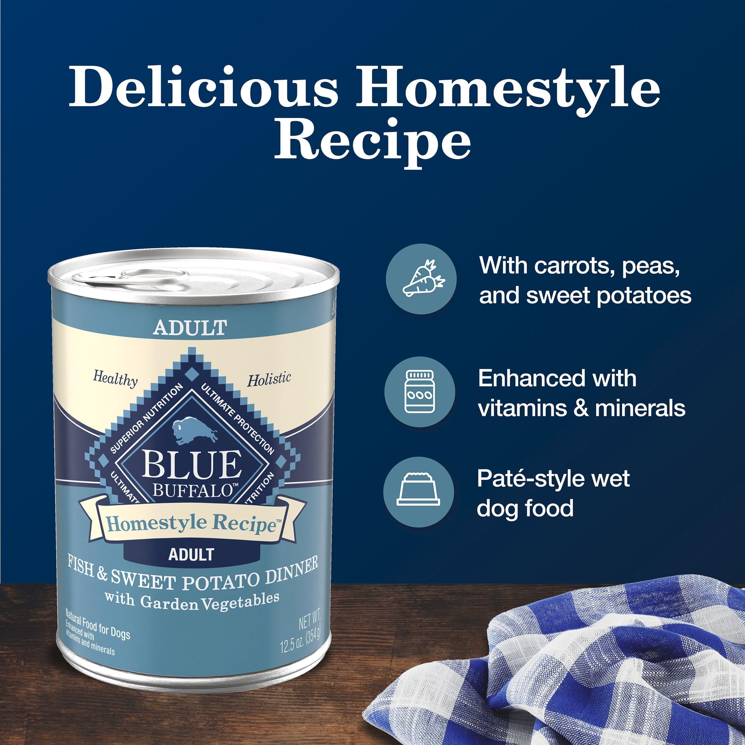 Blue Buffalo Homestyle Receta verduras del jardín, aportan fibra y vitaminas.