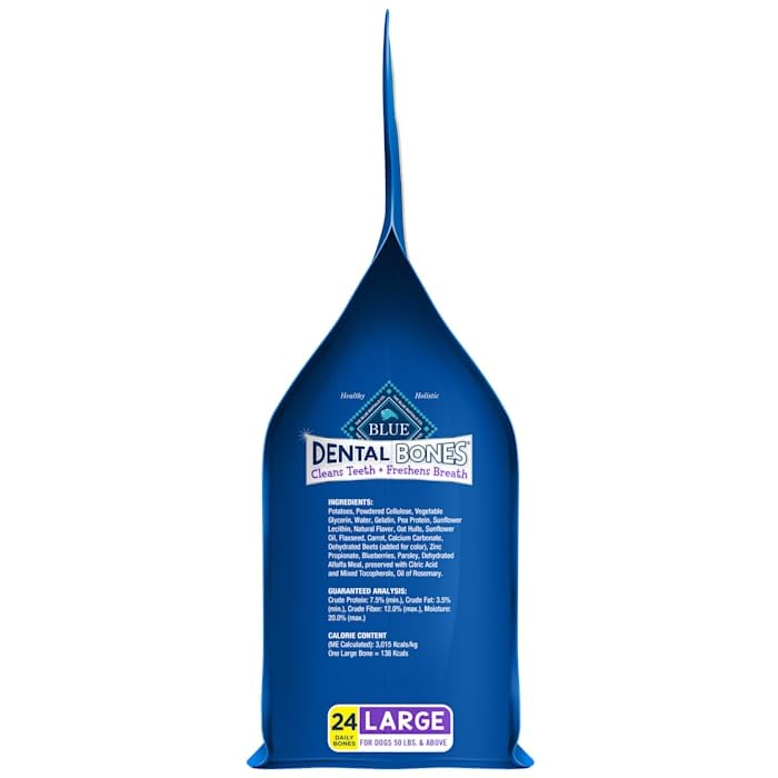 Blue Buffalo hueso dental grande digerible para perros grandes.