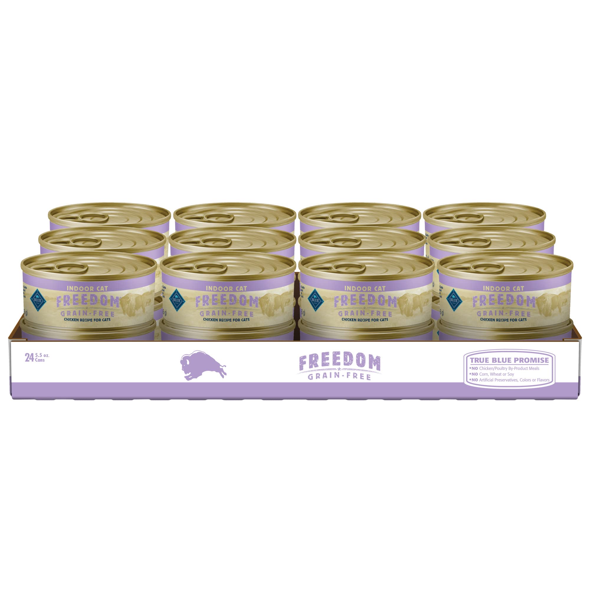 Blue Buffalo Freedom sin granos con pollo en lata, ideal para gatos indoor
