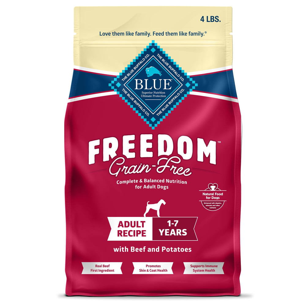 Blue Buffalo Libre de Granos: res como ingrediente principal para proteína real.