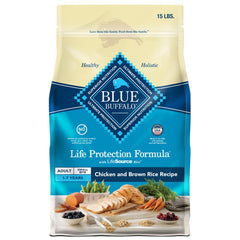 Blue Buffalo Life Protection, imagen frontal de la bolsa para perros adultos.