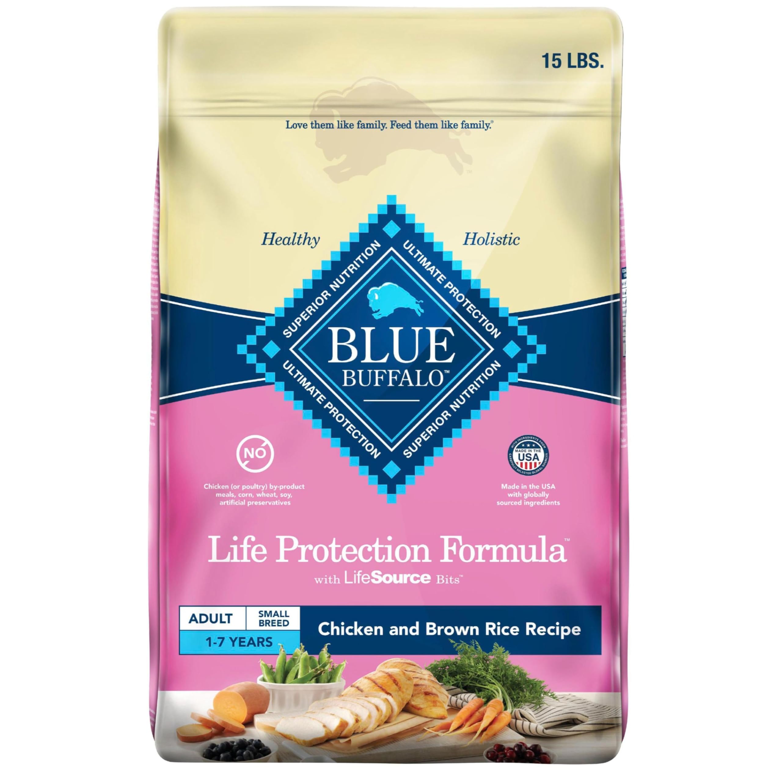 Blue Buffalo Life Protection para perros pequeños, bolsa de 15 lb, energía sostenida