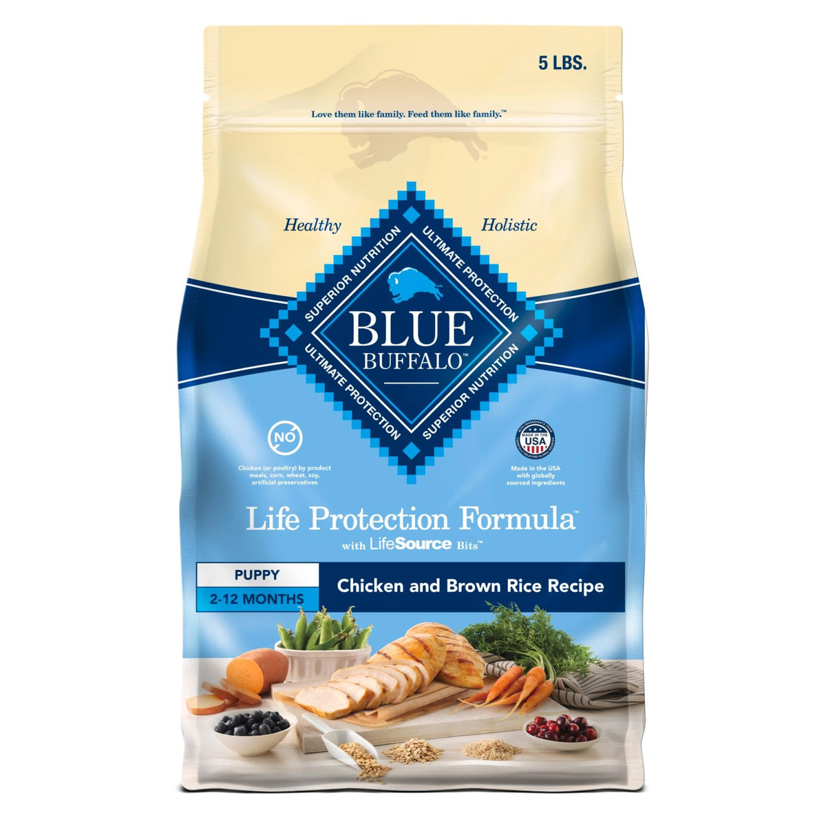 Blue Buffalo Life Protection Formula para cachorros con pollo real como primer ingrediente para desarrollo cognitivo