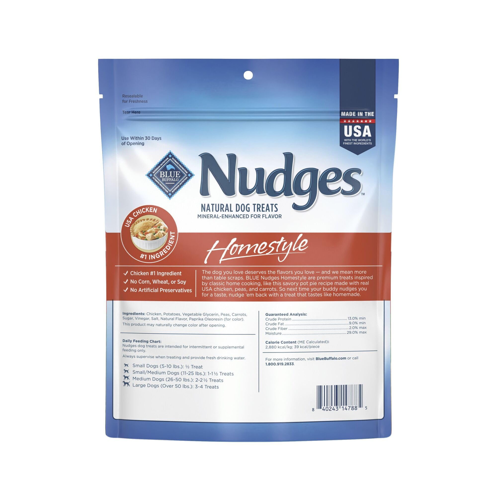 Blue Buffalo Nudges fabricado en EE. UU. con ingredientes de calidad.
