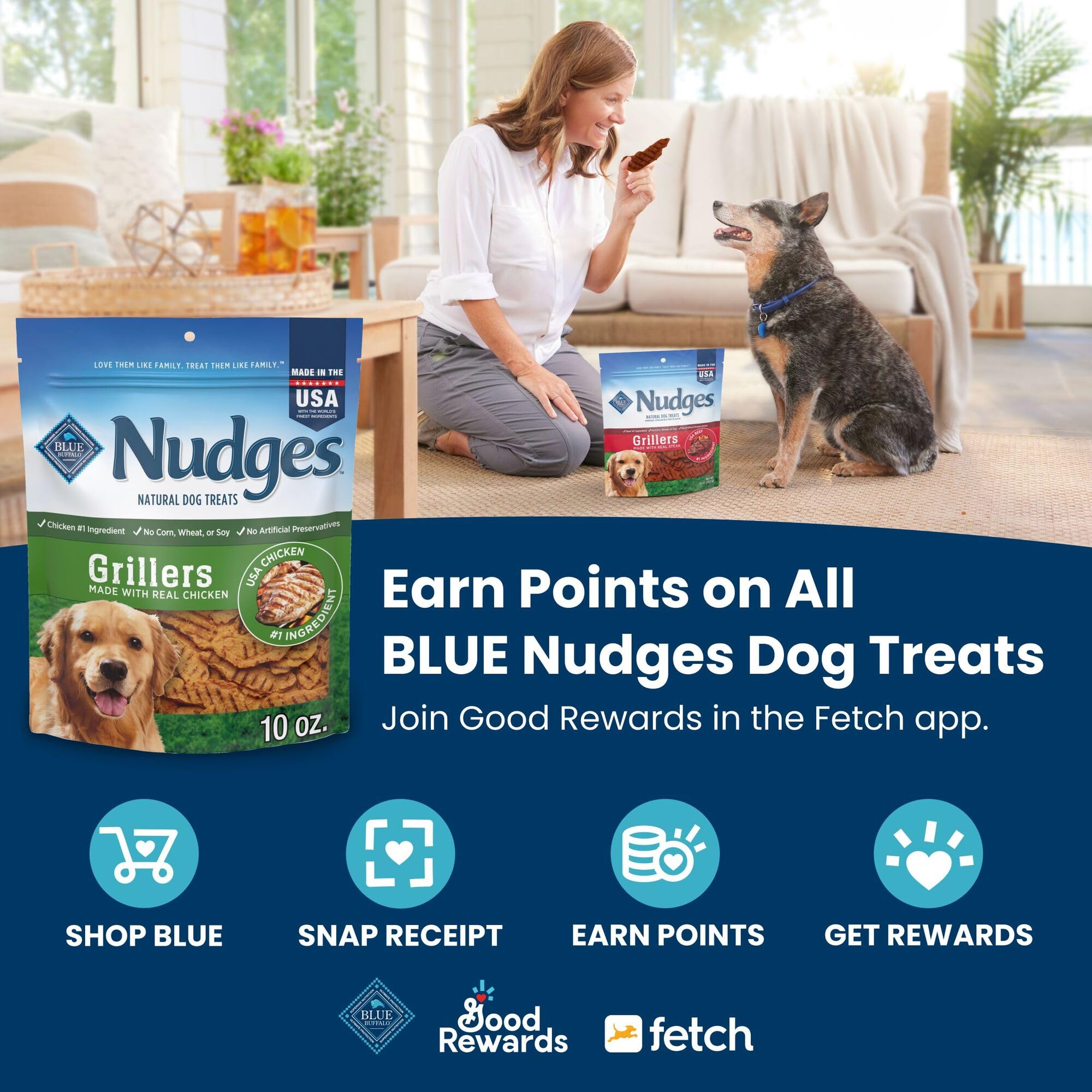 Fabriqué aux États‑Unis avec des ingrédients naturels de Blue Buffalo Nudges.