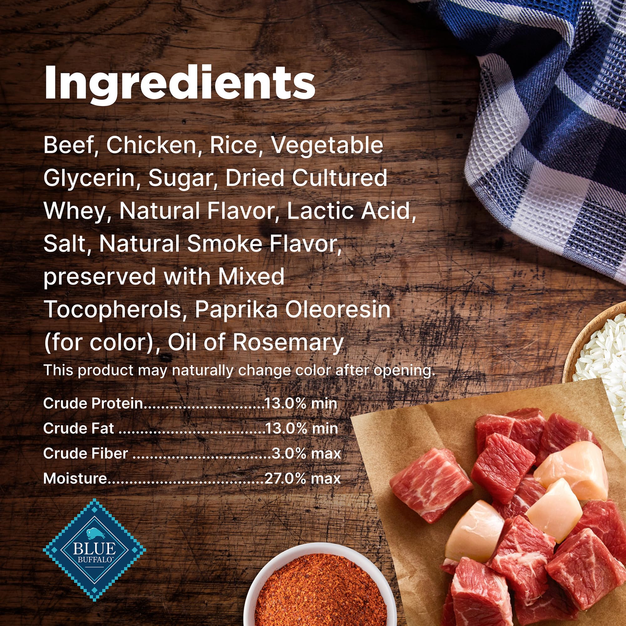 Blue Buffalo Nudges Grillers empaque destacado que resalta ingredientes.