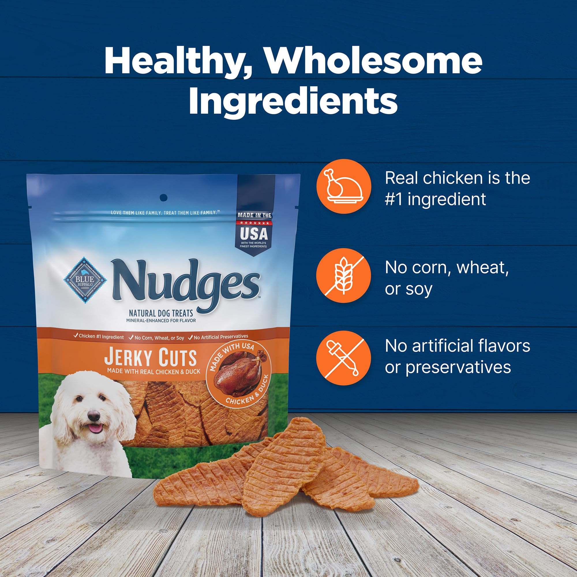 Blue Buffalo Nudges con pato ideal para entrenamiento y recompensas