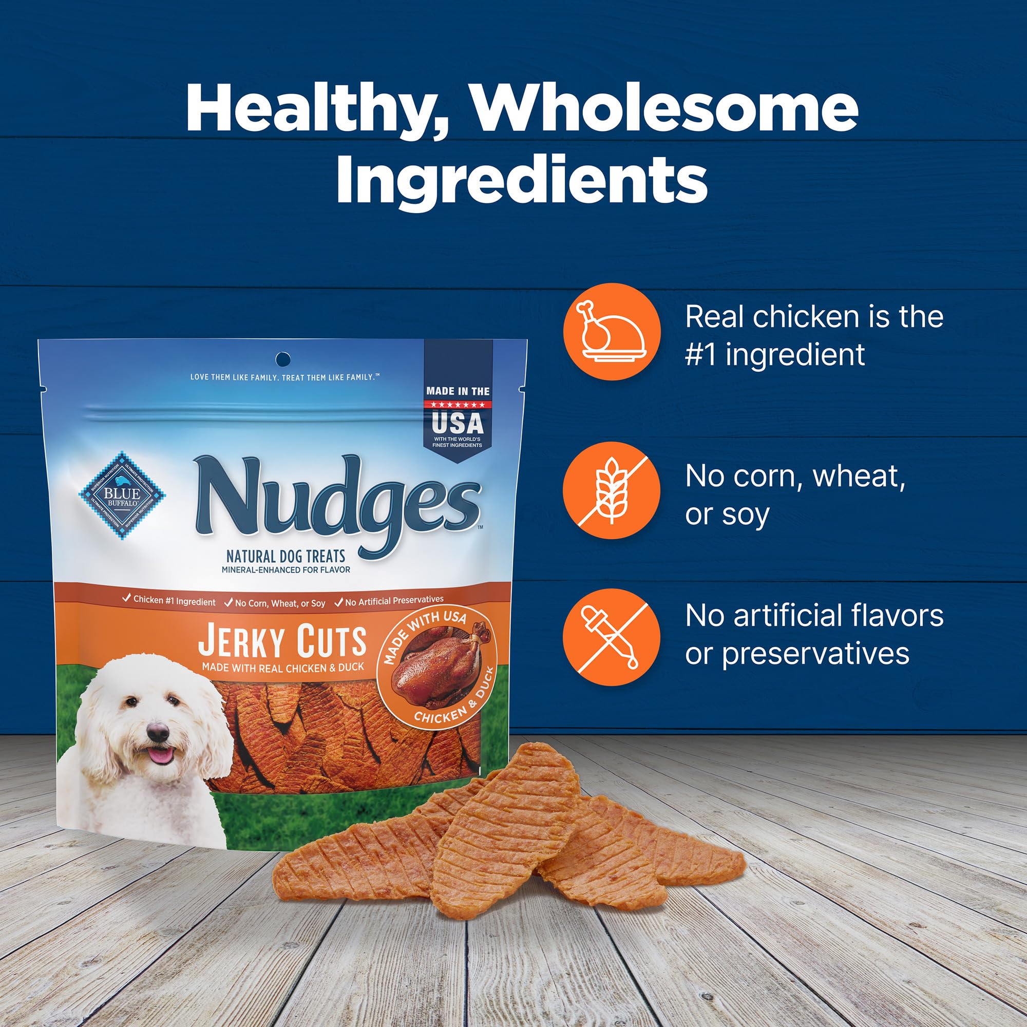 Blue Buffalo Nudges : morceaux tendres faciles à décomposer pour tout chien.
