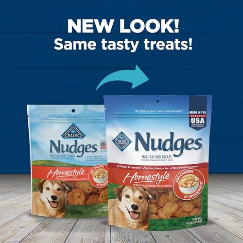 Blue Buffalo Nudges snack portátil para paseos y juegos.