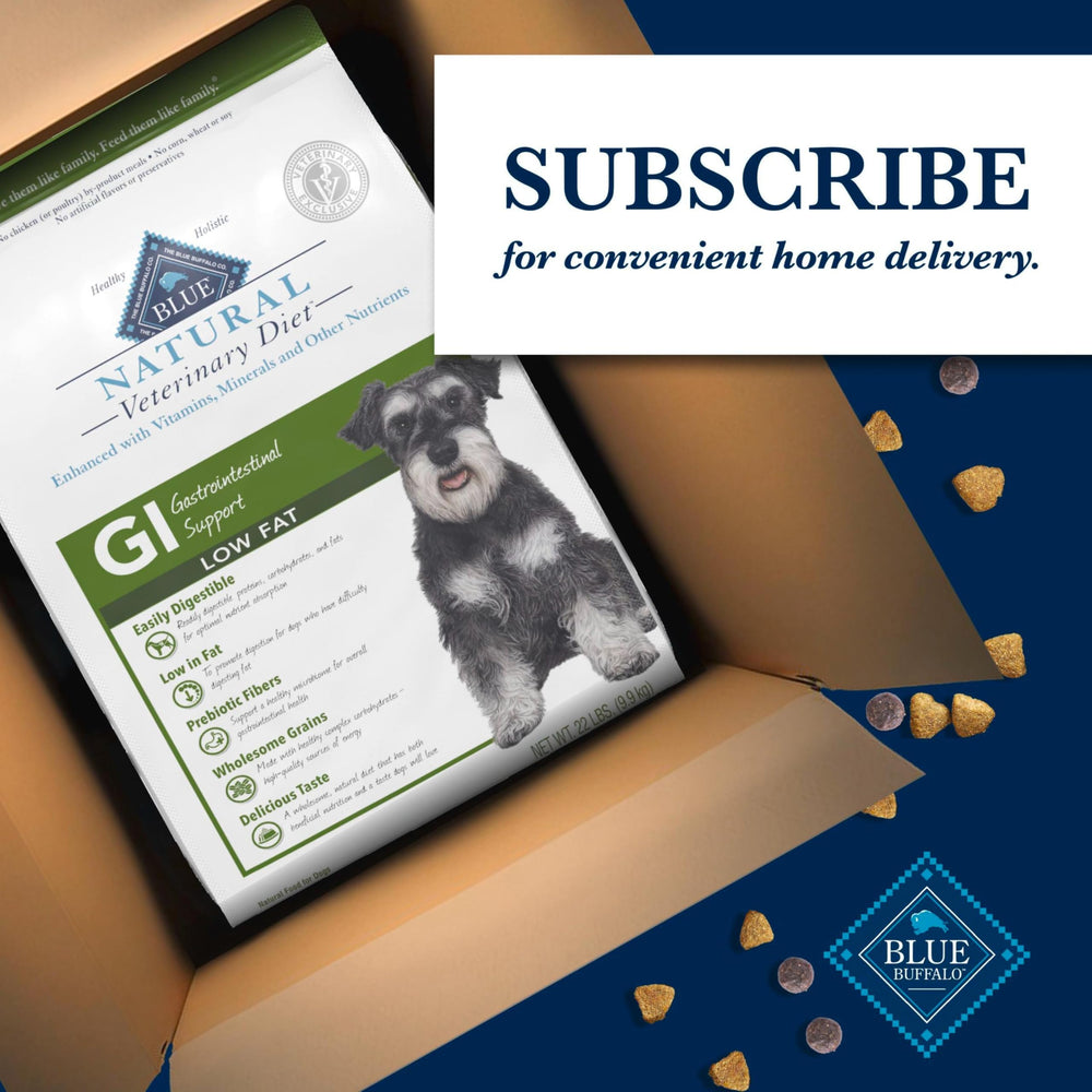 Blue Buffalo nutrición equilibrada para perros con necesidades especiales.