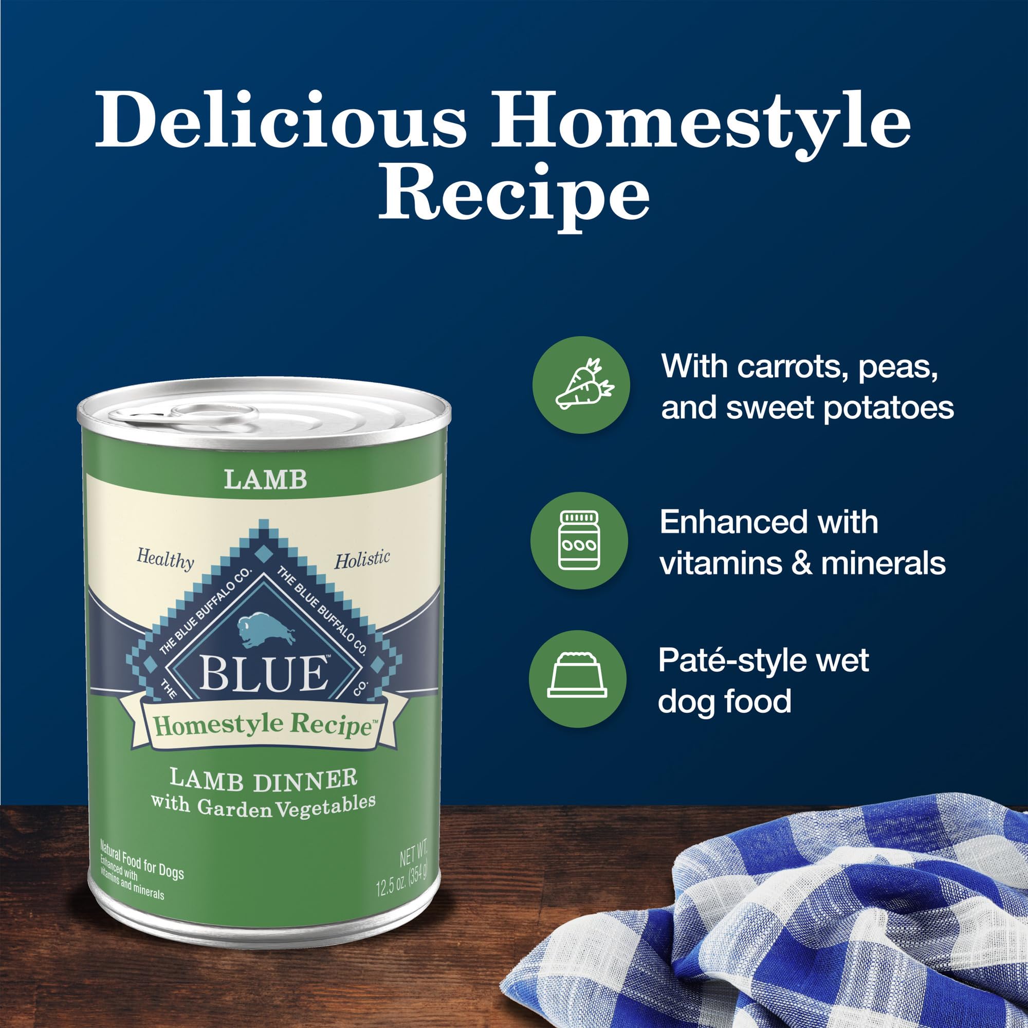 Blue Buffalo Receta Casera para Perro Adulto: cordero, frutas y verduras, antioxidantes naturales