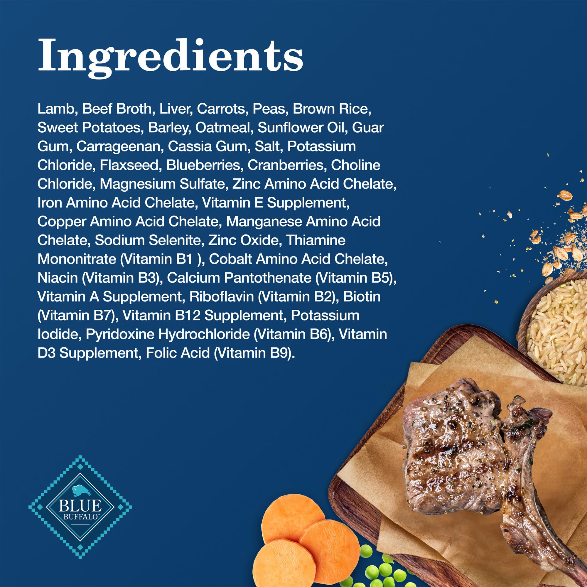 Blue Buffalo Receta Casera para Perro Adulto: cordero con frutas y verduras, sabor apetitoso
