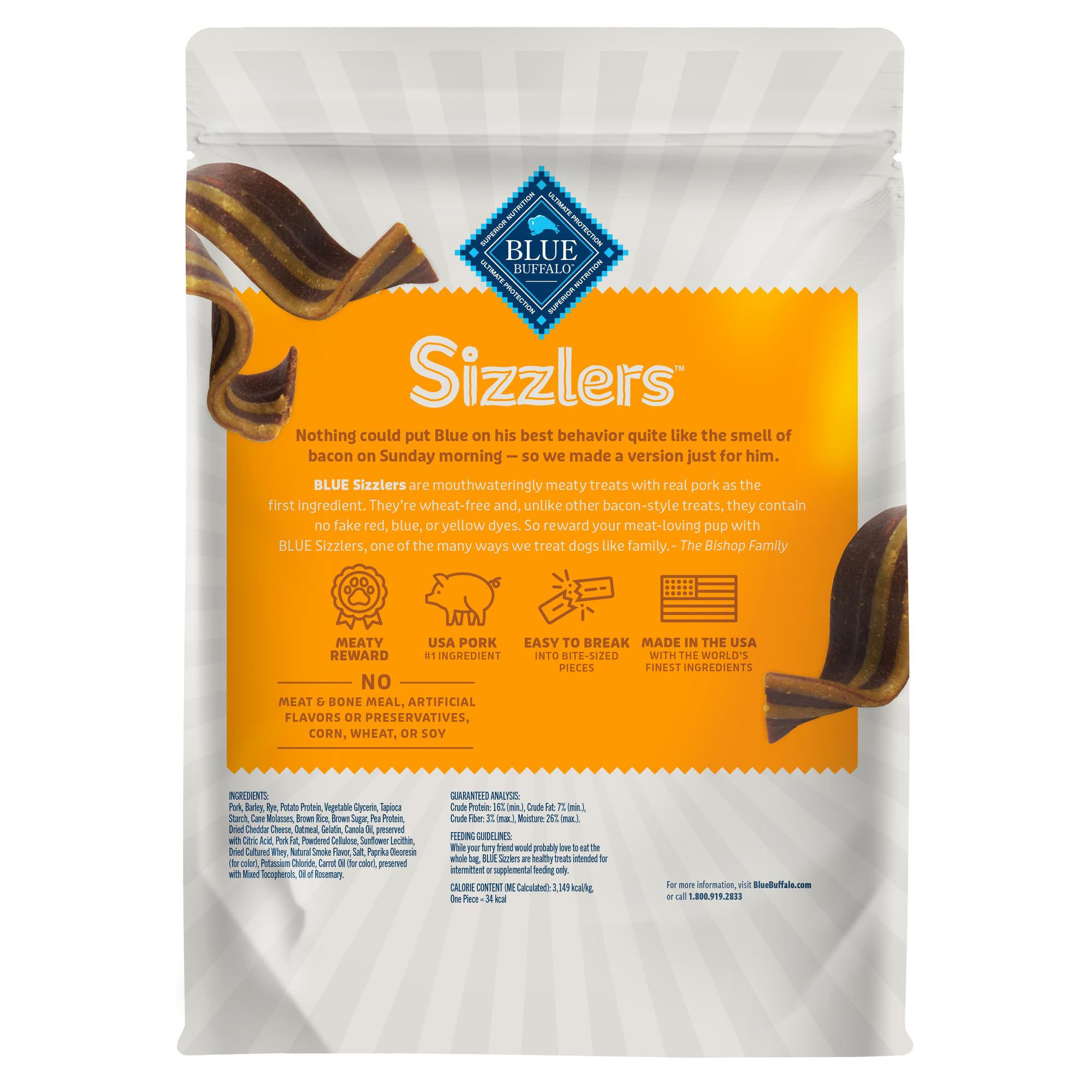 Blue Buffalo Sizzlers textura tierna y jugosa, masticación agradable para perros.