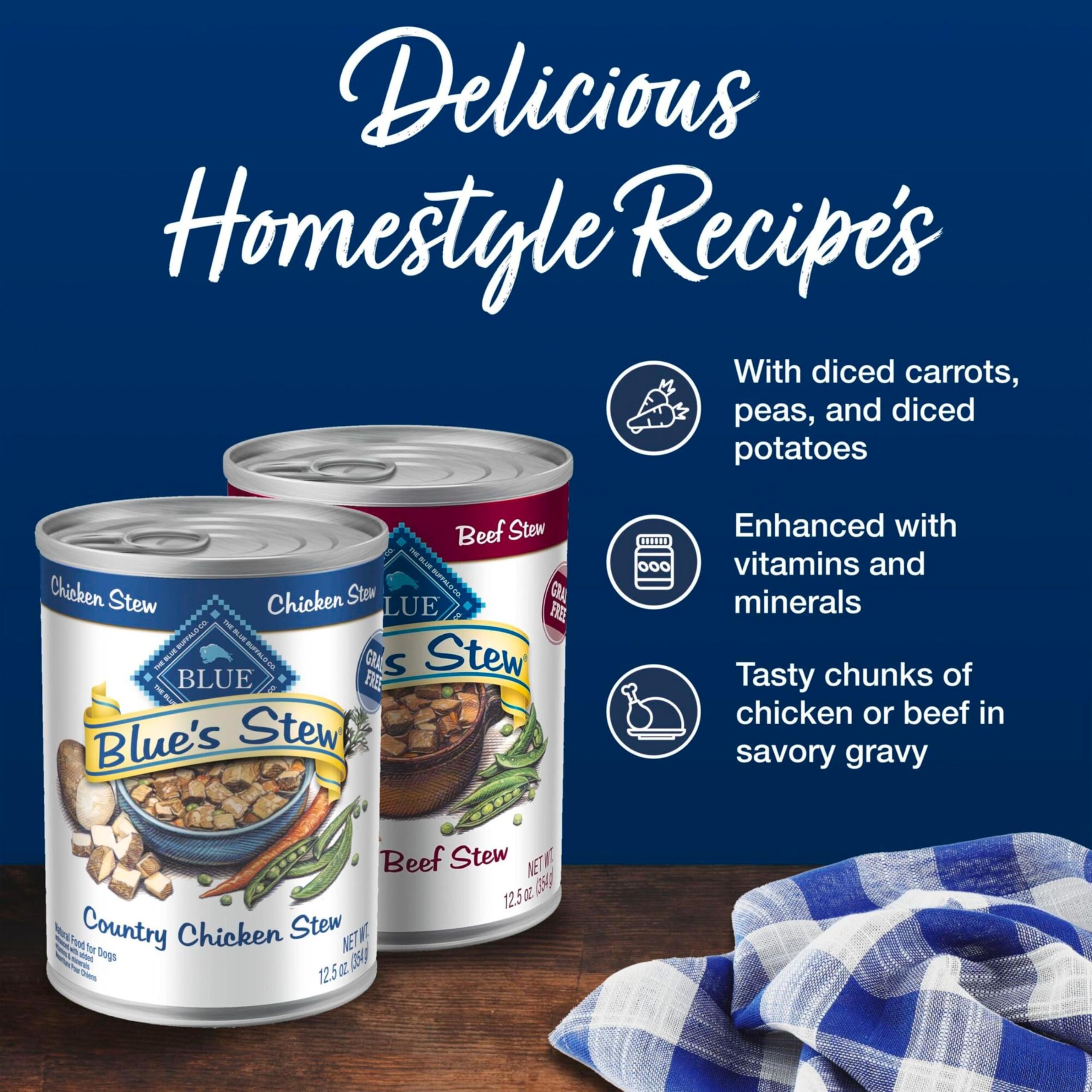 Blue Buffalo Blue's Stew: guisantes enteros que acompañan la proteína natural.