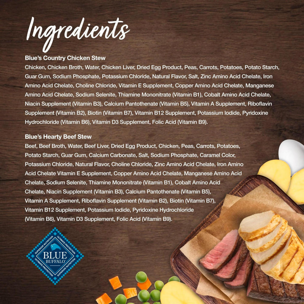Blue Buffalo Blue's Stew: ingredientes naturales sin subproductos de pollo.