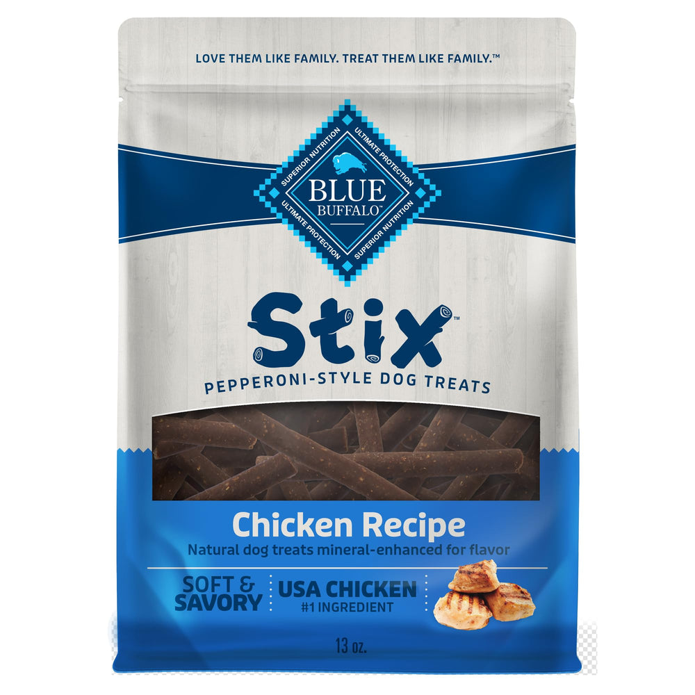 Blue Buffalo Stix sabor a embutido de pollo, perfecto para entrenamiento.