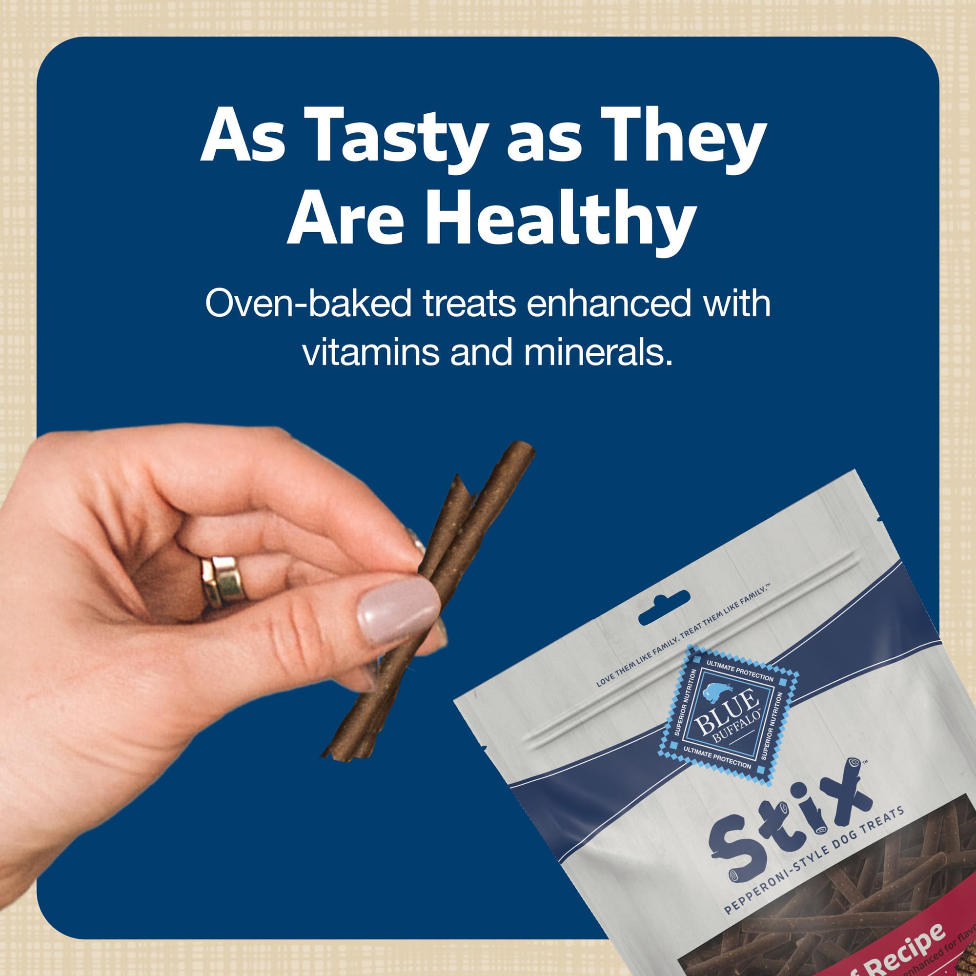 Blue Buffalo Stix sin colorantes artificiales, snack natural.