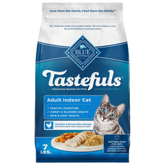 Blue Buffalo Tastefuls: alimento seco para gatos en interiores con pollo y arroz.