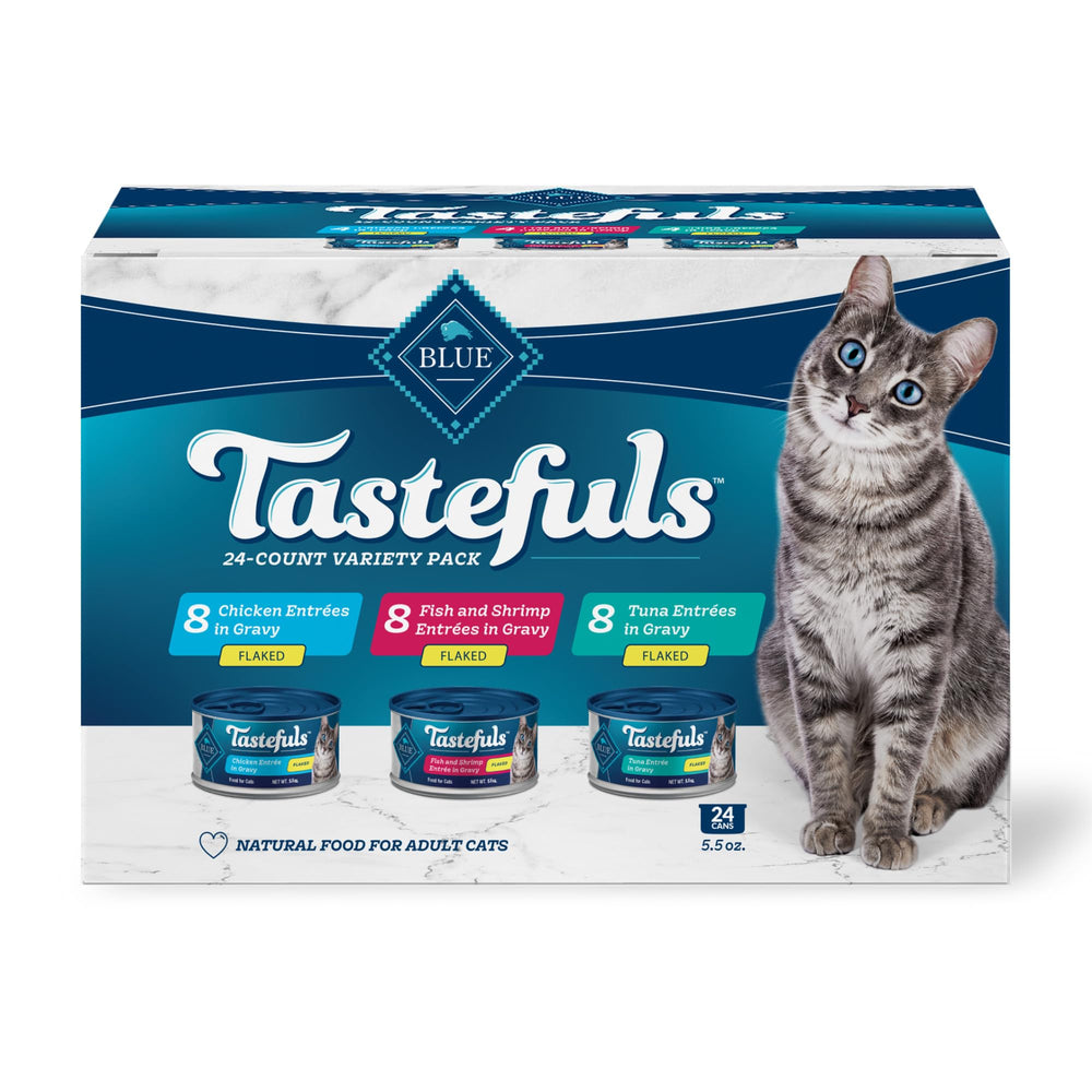Blue Buffalo Tastefuls con atún en salsa, proteína real para gatos y apoyo al apetito.