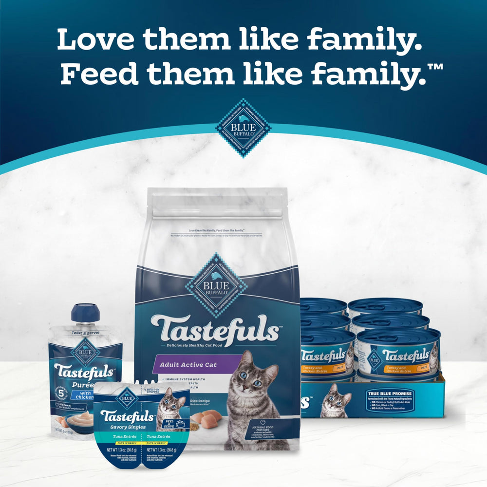 Blue Buffalo Tastefuls embalaje de 7 libras, práctico para compra regular.