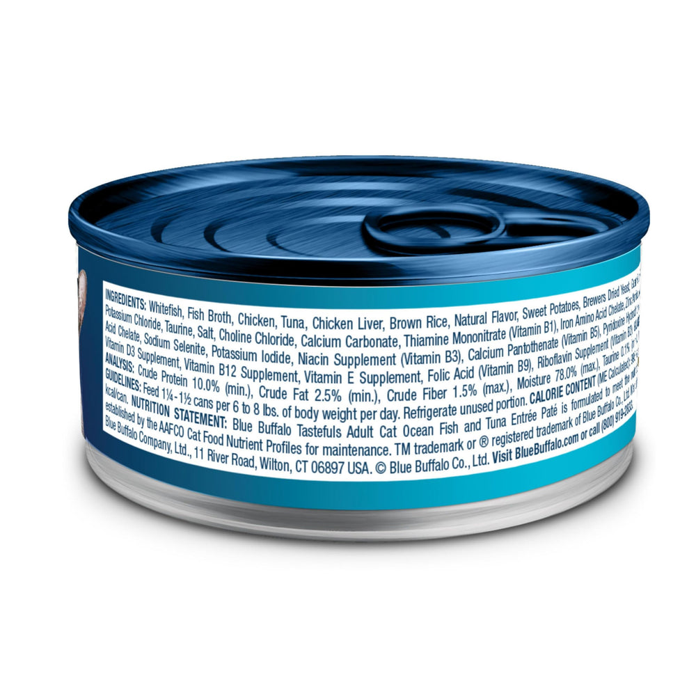 Blue Buffalo Tastefuls: pâté suave de pescado, textura apetitosa para gatos exigentes.