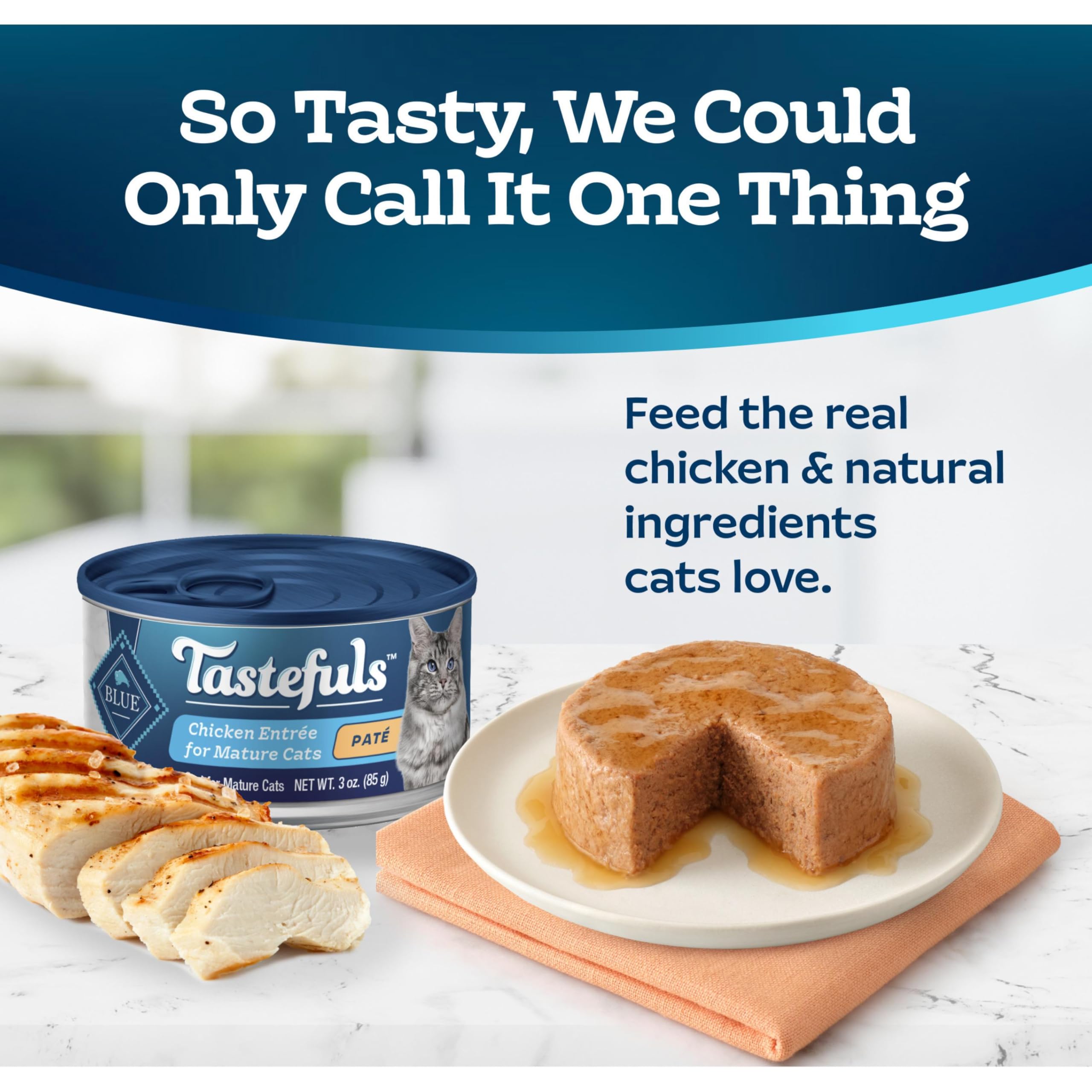 Blue Buffalo Tastefuls: ingredientes naturales y sin subproductos de pollo.
