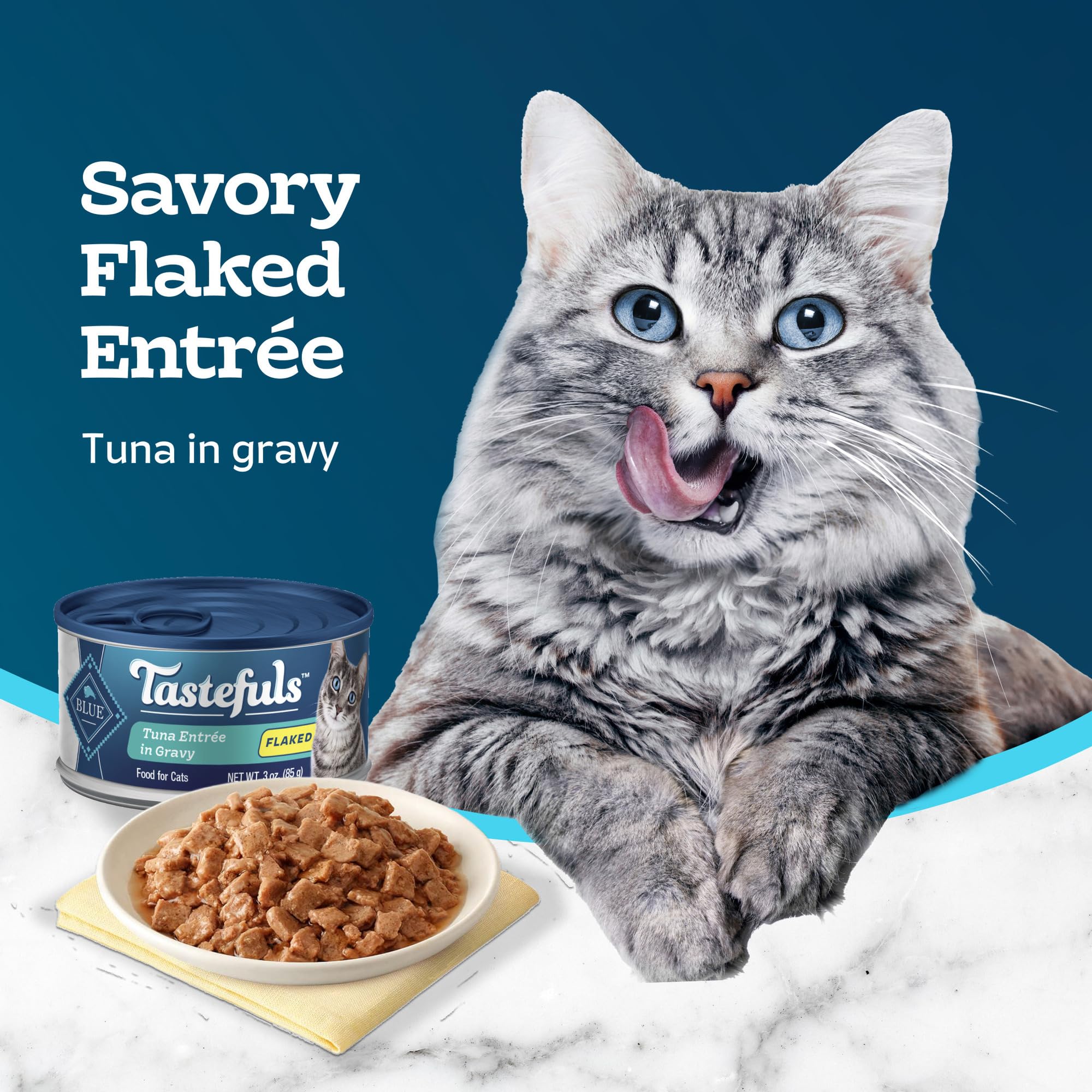 Blue Buffalo Tastefuls: lata atún en gravy principal para experiencia de sabor.