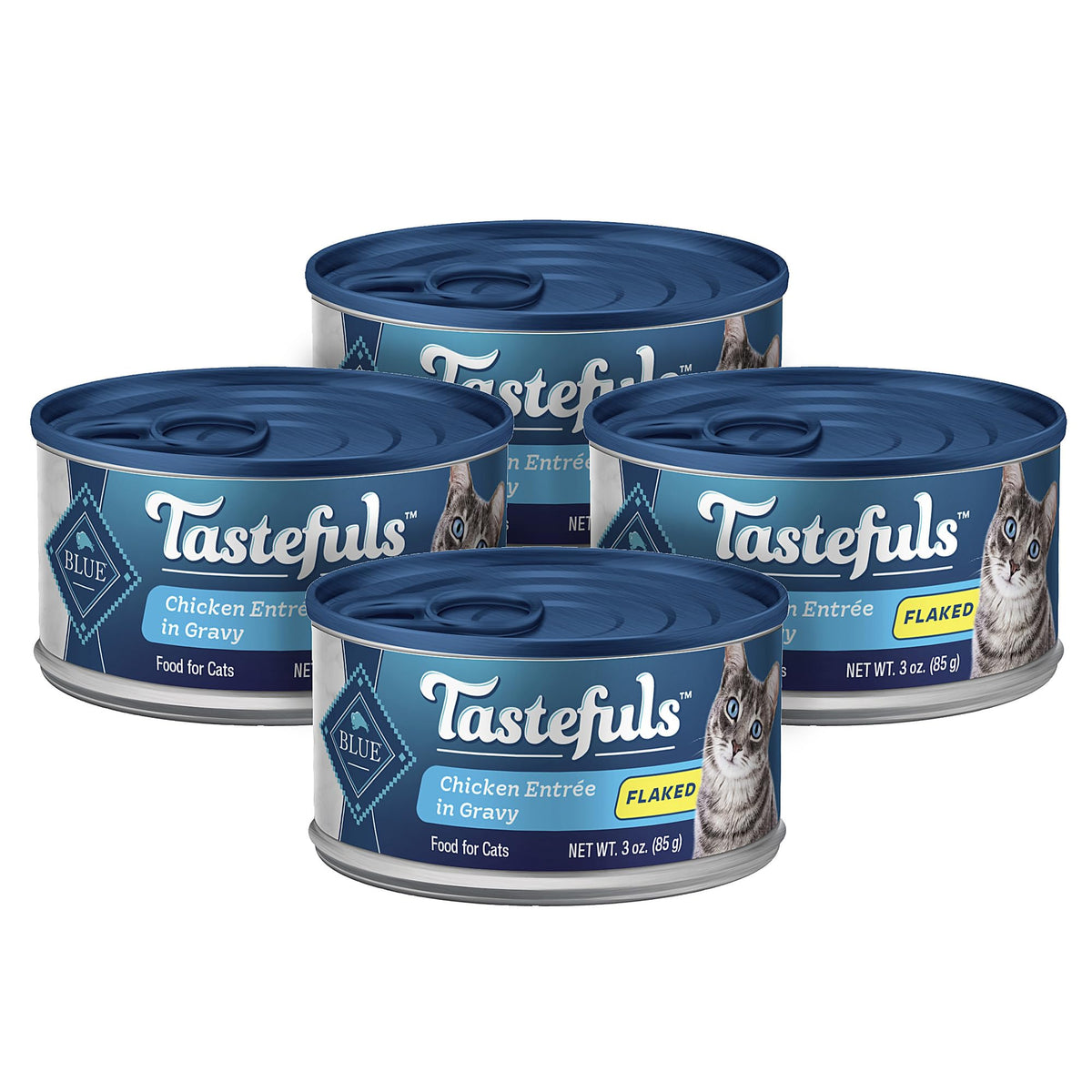 Blue Buffalo Tastefuls: lata de pollo en salsa para gatos, sabor sabroso y suave.