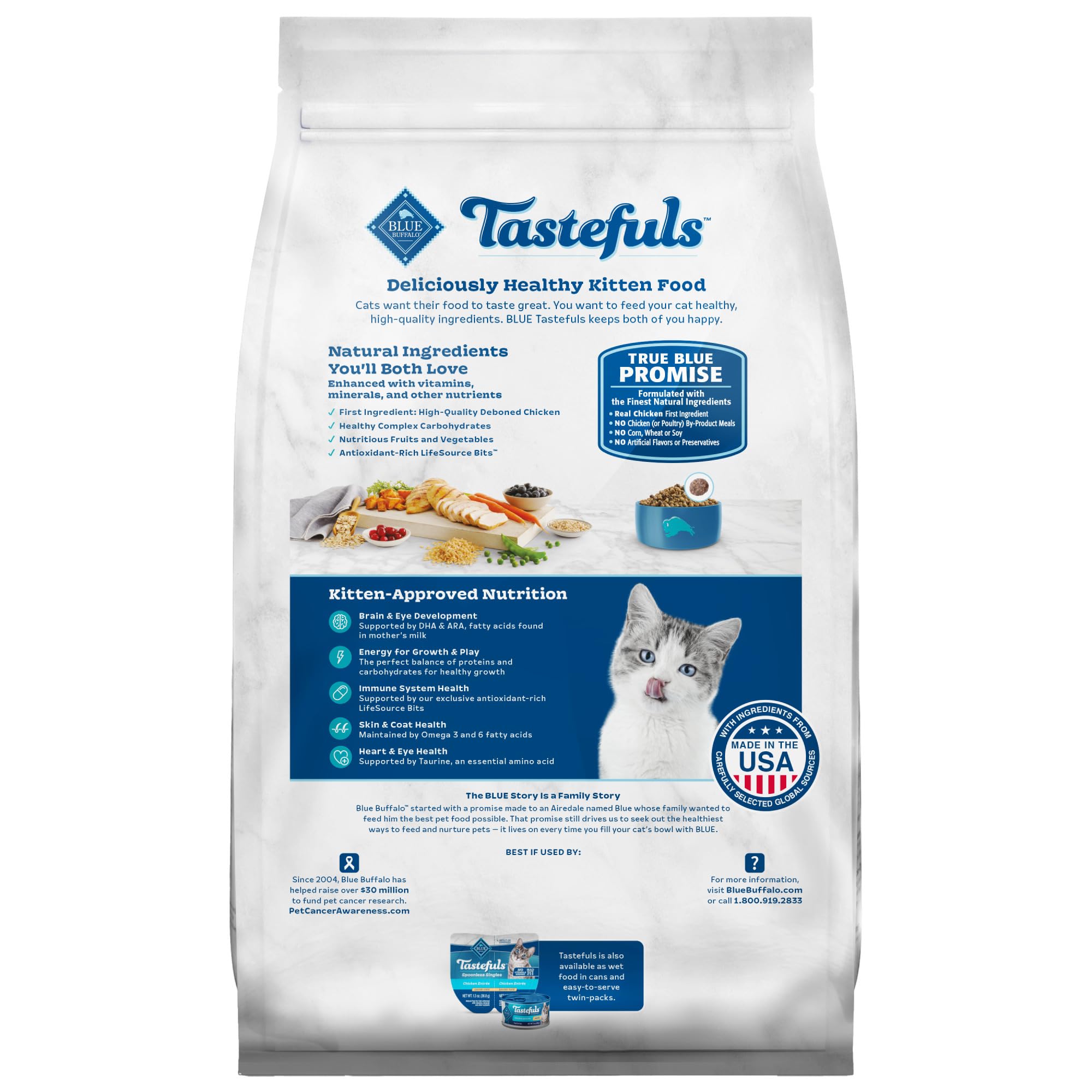 Blue Buffalo Tastefuls pollo real como ingrediente principal para gatitos