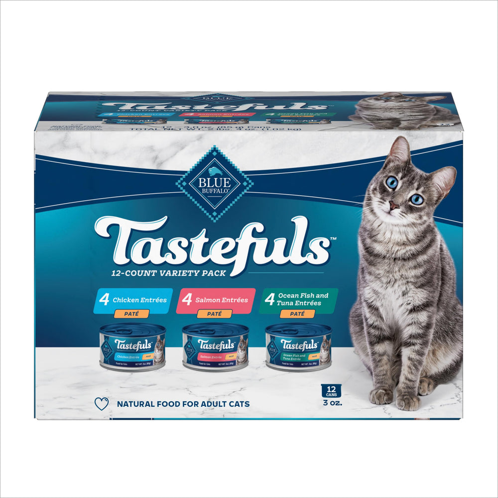 Blue Buffalo Tastefuls Salmon Pate Can with silky texture that cats enjoy