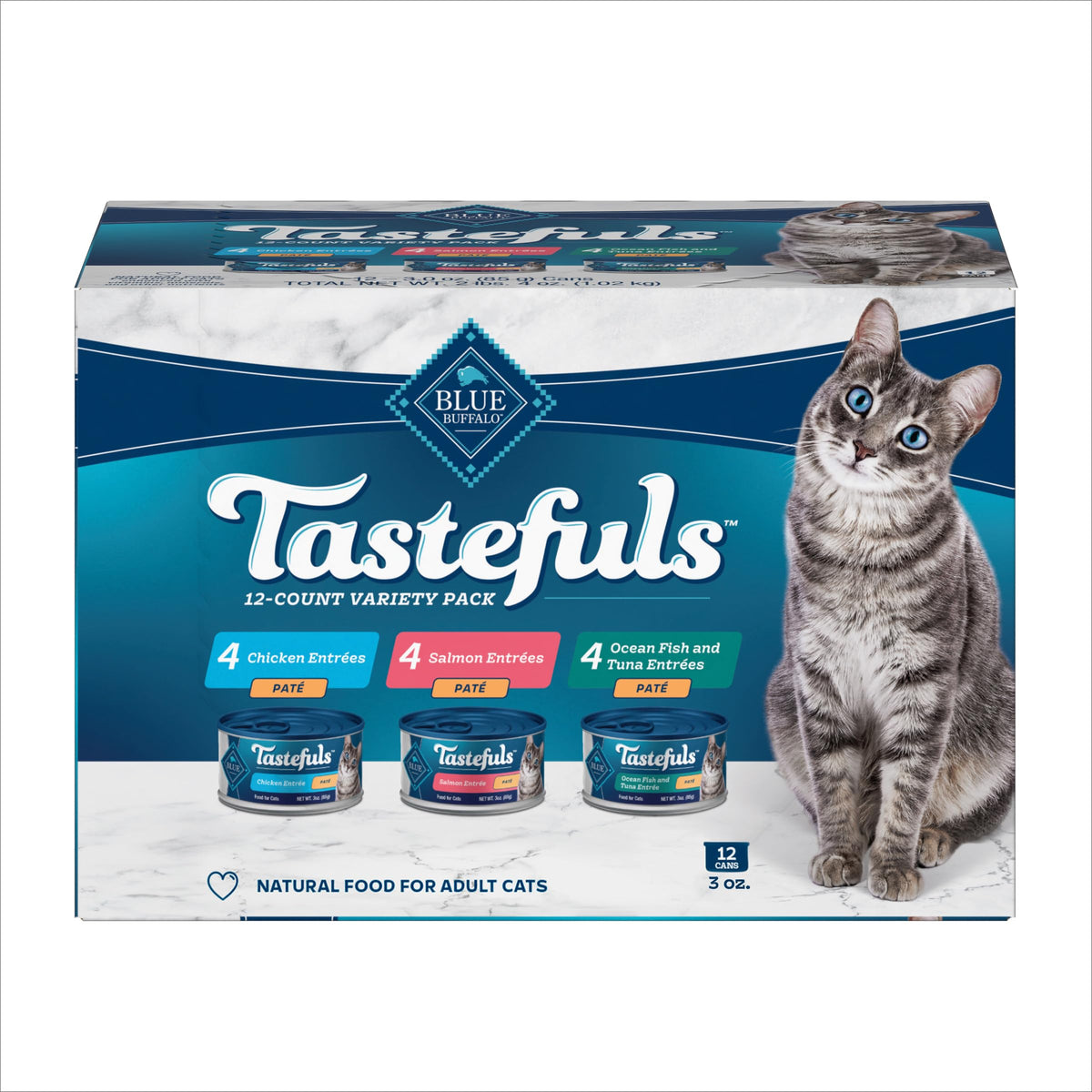 Blue Buffalo Tastefuls Salmon Pate Can with silky texture that cats enjoy