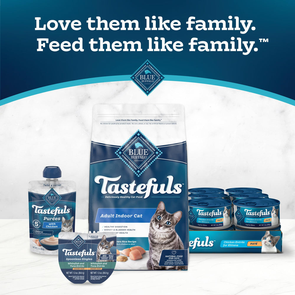 Blue Buffalo Tastefuls sin colorantes ni conservantes artificiales para sabor natural.