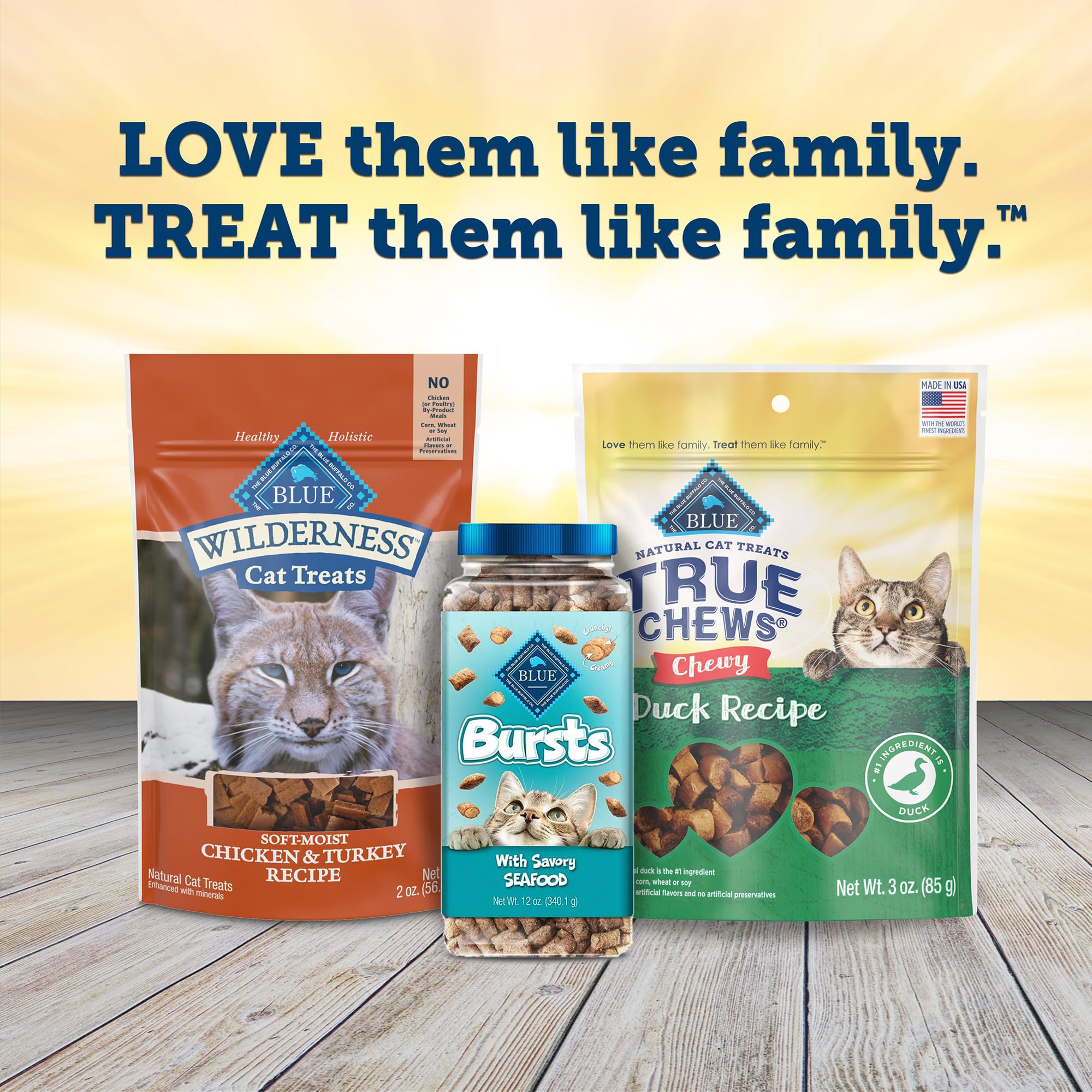 Blue Buffalo True Chews cuidado del gato con gusto y seguridad de ingredientes.