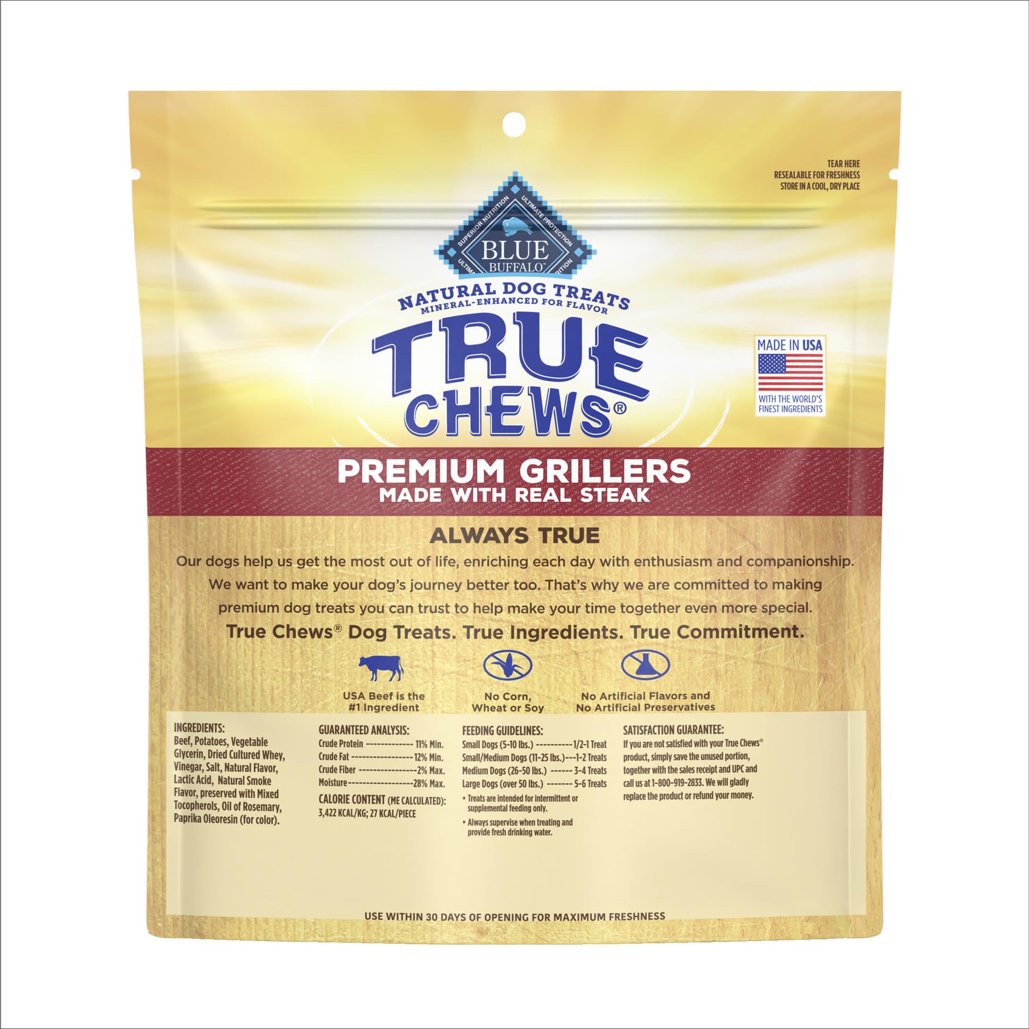 Blue Buffalo True Chews Grillers, textura tierna, fácil de romper para perros