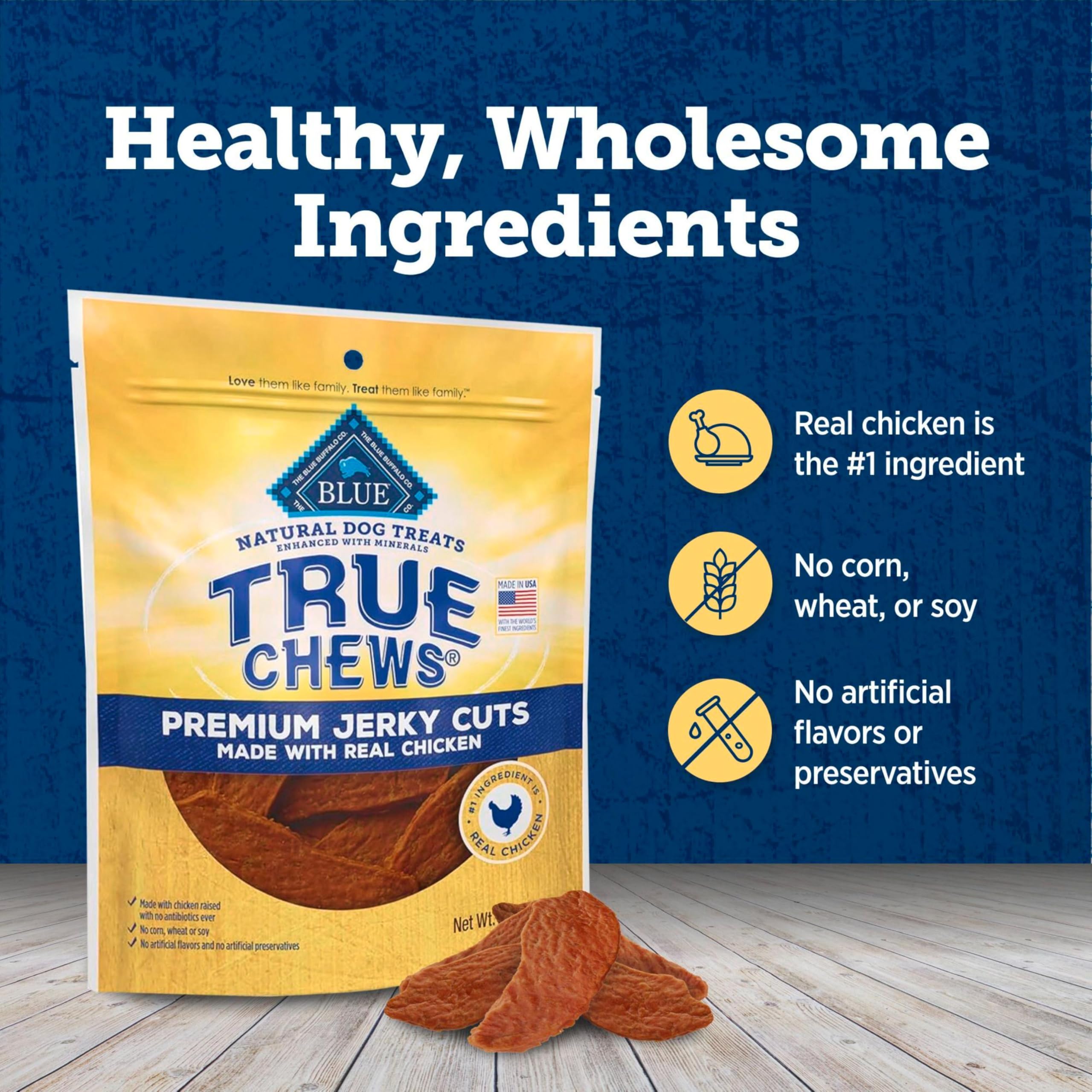 Blue Buffalo Jerky Cuts Pollo: ideal para compartir entre sesiones de juego.